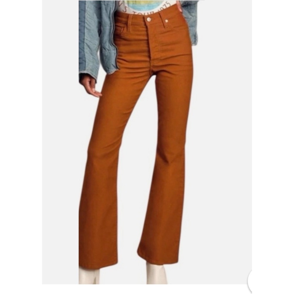 Levis Premium‎ Ribcage Flare Corduroy Pants Rust Orange High Waist 27